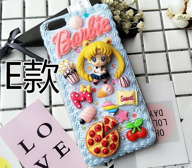 Новинка, чехол для iphone X, 8, 7, 6, 6s plus, DIY, 3D, Сейлор Мун, чехол для телефона, для iphone 8, 7/6, 6s plus, ручная работа, кремовый, конфетный чехол, подарок для девочки