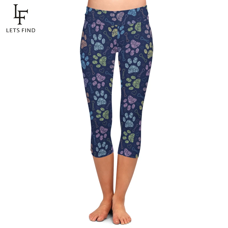 LETSFIND Новая Женская высокая талия Леггинсы-капри 3D Красочные собака из м/ф Щенячий