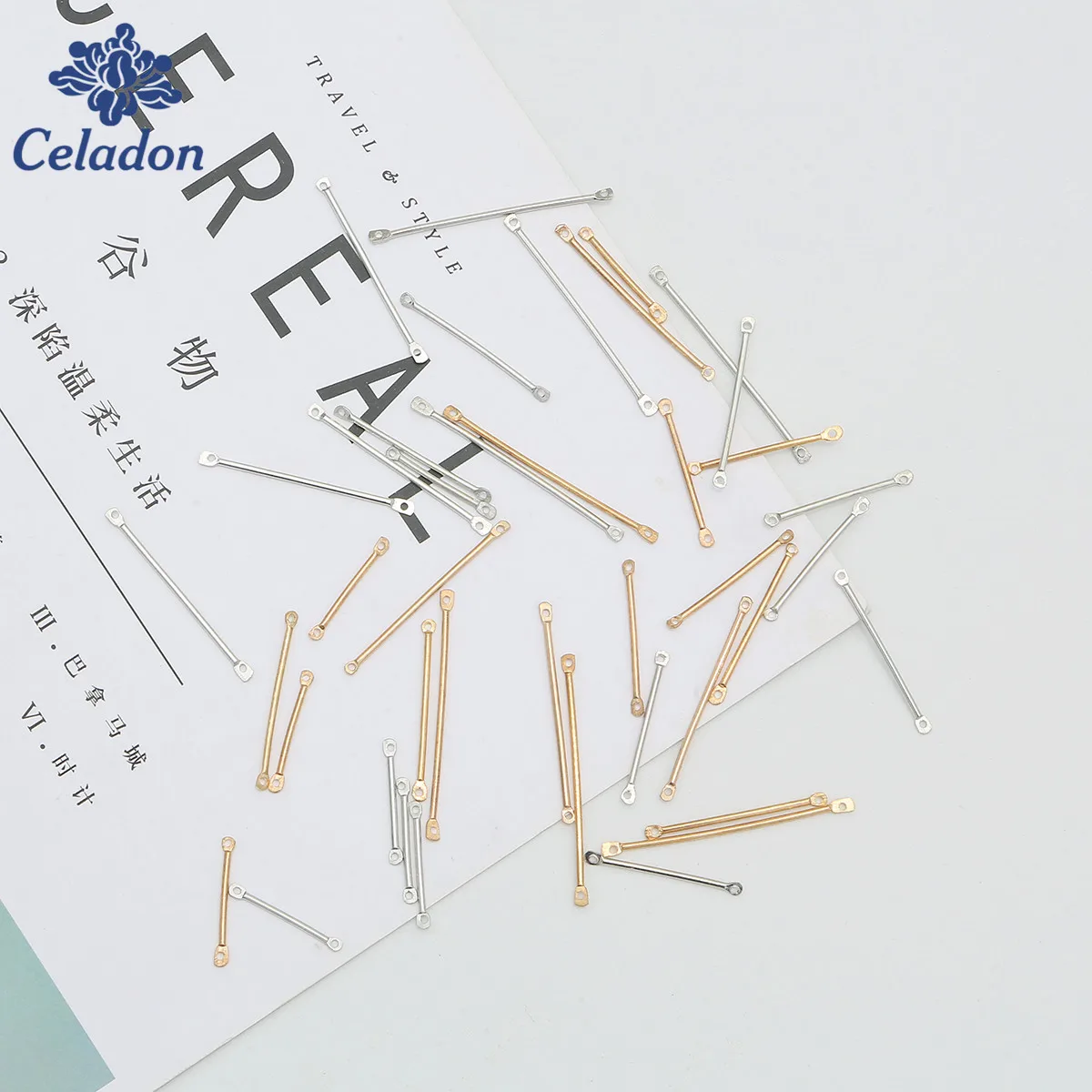 50 штук упак. двухцилиндровый шатун металлические серьги зажим для ушей крючок