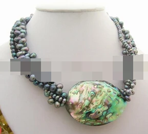 Shitou 001618 4Strds Black Pearl &amp Paua Abalone ожерелье (c0323) | Украшения и аксессуары