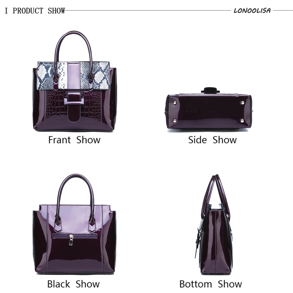 LONOOLISA Sac A основной Femme лакированная кожа женские ручные сумки для женщин серпантин роскошные сумки женские сумки дизайнерские Bolso