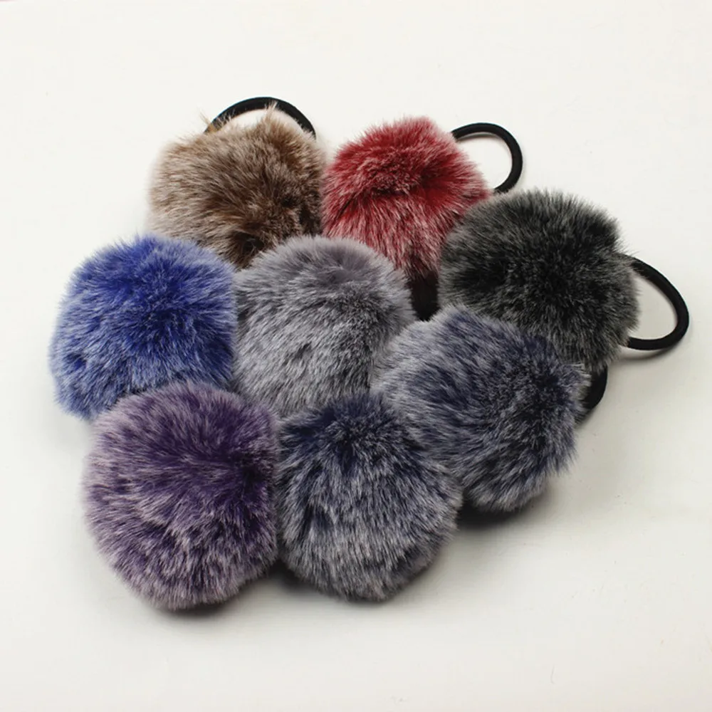 1 шт. резинка для волос с кроличьим мехом эластичная держатель хвоста пони