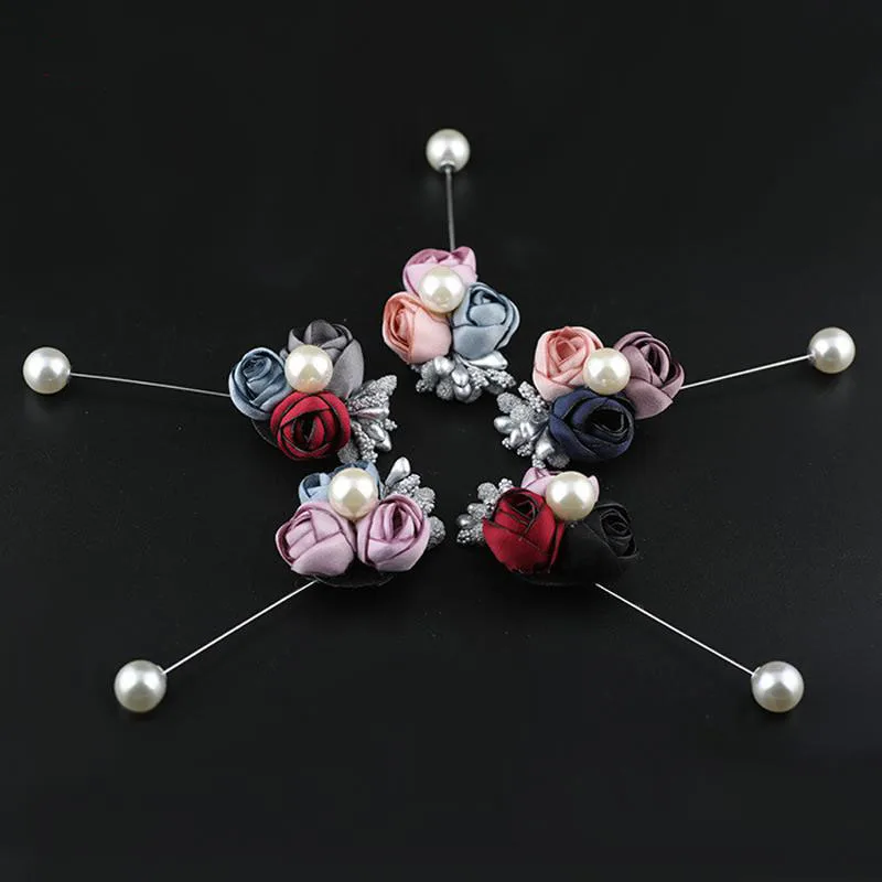 Брошь-булавка ручной работы цветная с жемчугом | Украшения и аксессуары