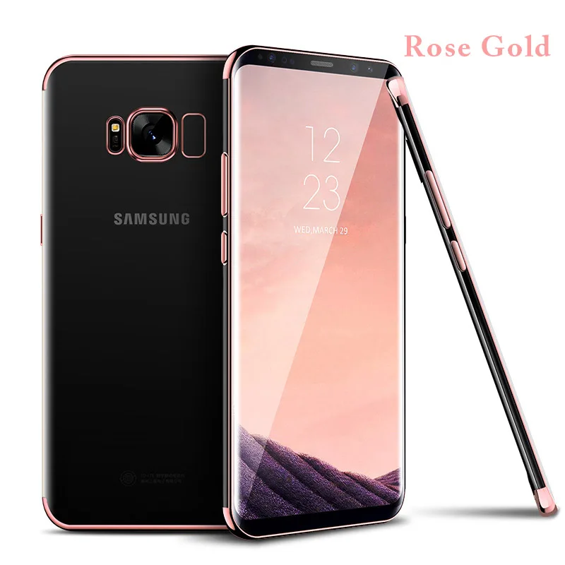 Роскошный обшивка мягкий чехол для телефона для samsung Galaxy S7 Edge S8 S8 Plus Coque Прозрачный чехол для samsung S9/S9Plus Note 8 Fundas - Цвет: Rose Transparent