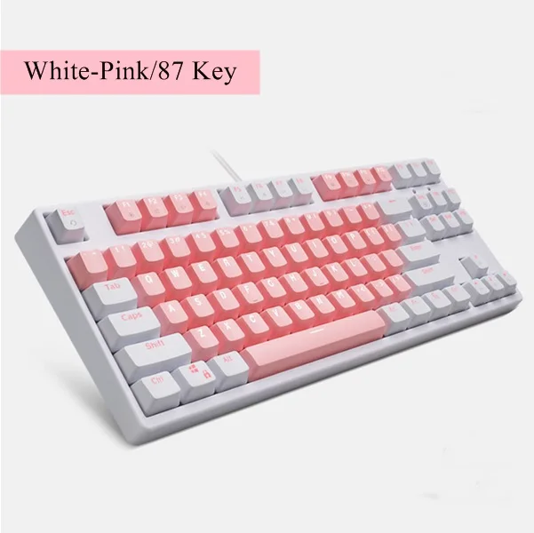 White-Pink 87 Key Kananic розовый Эргономичный USB Проводная Механическая клавиатура ноутбук настольная клавиатура черный. Синяя, коричневая, красная ось - Цвет: White-Pink 87 Key