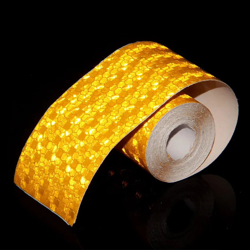 yellow with stars Аксессуары для велосипеда 5 см x 3 м светоотражающие наклейки для велосипеда клейкая лента для безопасности велосипеда белые красные желтые светоотражающие наклейки для велосипеда - Цвет: yellow with stars