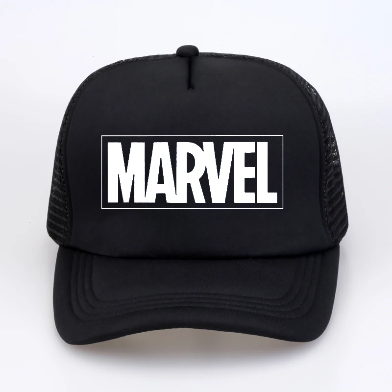 Marvel Comics, Мстители, Мужская/Женская модная бейсбольная кепка, Регулируемое Качество, принт с буквами, летняя сетчатая Кепка для водителя грузовика, шляпа для папы - Цвет: Черный