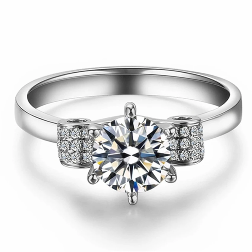 Real 925 Sterling Silver Women Ring Fire 0.6Ct 5.5mm Test Positive G-H Moissanite Diamond WARRANTY | Украшения и аксессуары