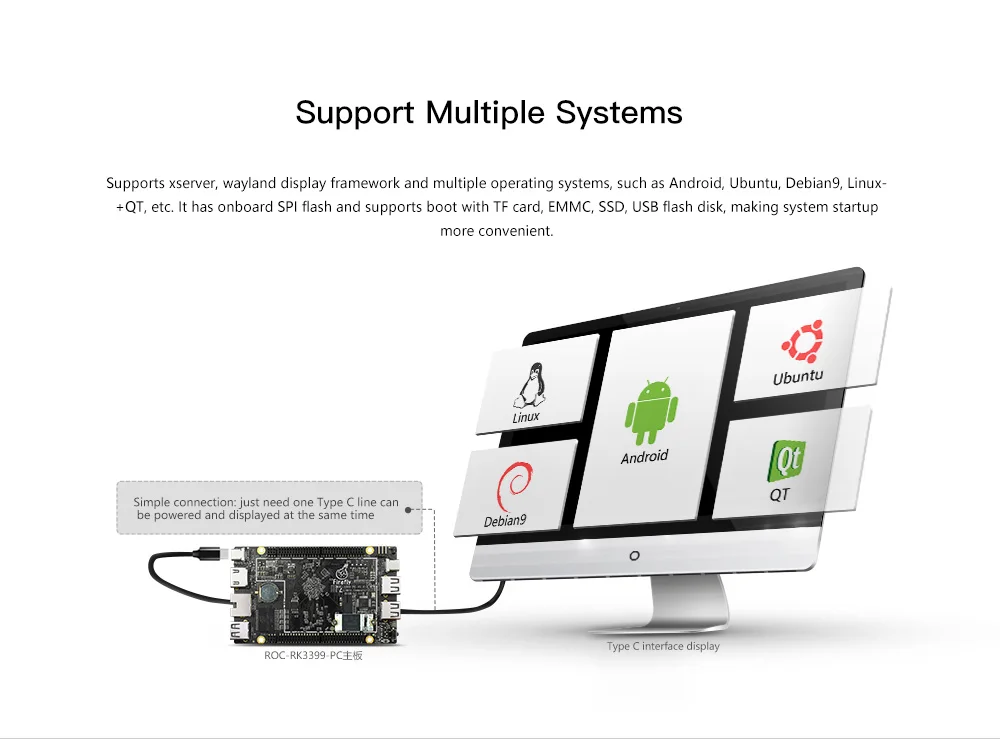 ROC RK3399 ПК на базе серверного уровня ARM Cortex A72, работает с Android 8,1 и Ubuntu 18,04, поддержка PD 2,0 и PO