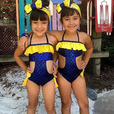 2017 милый детский купальник-бикини для малышей купальный костюм с оборками