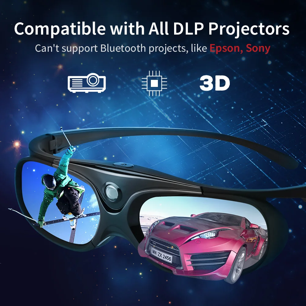 BOBLOV 4 шт./компл. 3D 96 Гц/144 Гц затвора 3D очки для проектор DLP Перезаряжаемые дома Театр костюм для BenQ Dell acer Optama sony