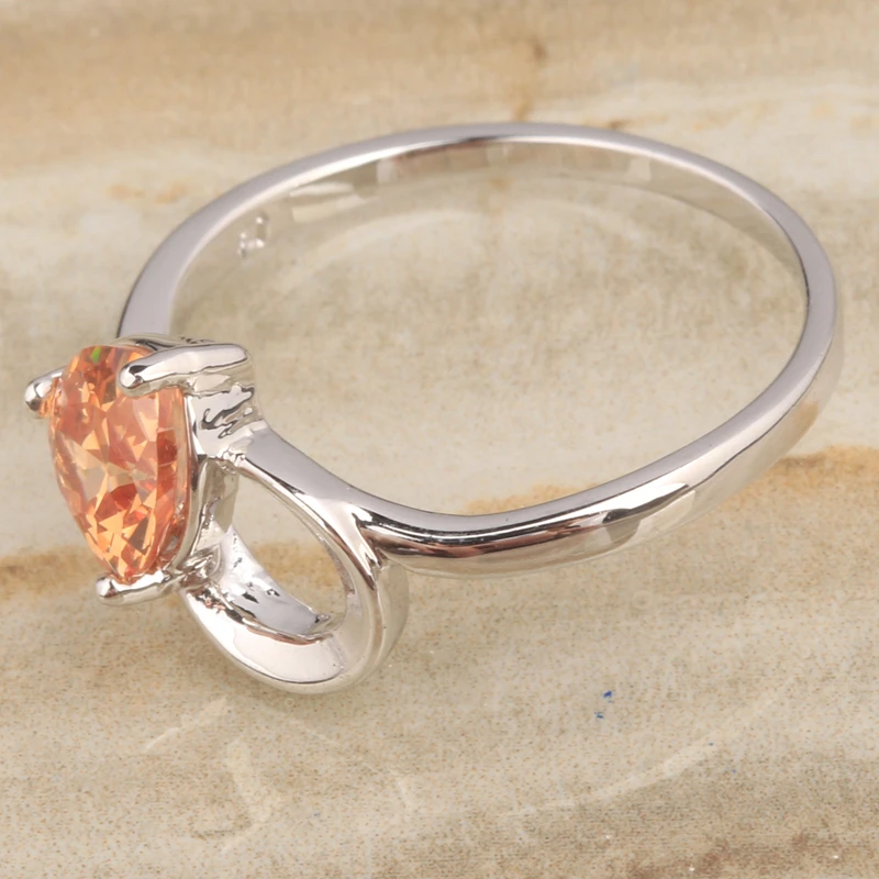 Дразнящий сердце оранжевый Шампанское Morganite кубического циркония камни 925