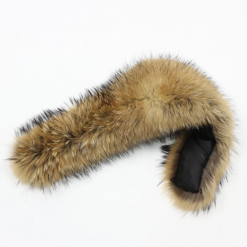 natural raccoon fur OFTBUY натуральный меховой воротник большой натуральный мех енота лисий мех - Цвет: natural raccoon fur