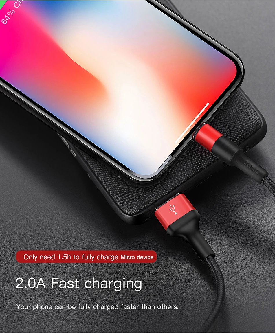 HOCO Micro USB кабель 2A Быстрая зарядка USB кабель для передачи данных для samsung Xiaomi Tablet Android usb зарядный шнур Microusb зарядный кабель