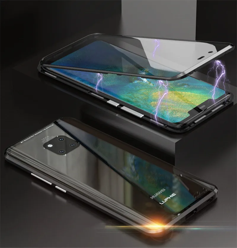 Роскошный 360 чехол с полным покрытием для huawei mate 20 P20 Pro, чехол с передним и задним стеклом, Магнитный чехол для huawei mate 20 Pro, защитный чехол