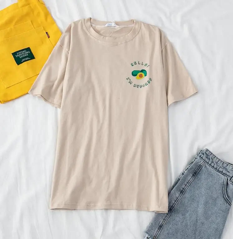 Summer Avocado Print Women Short Sleeve T Shirt | Женская одежда