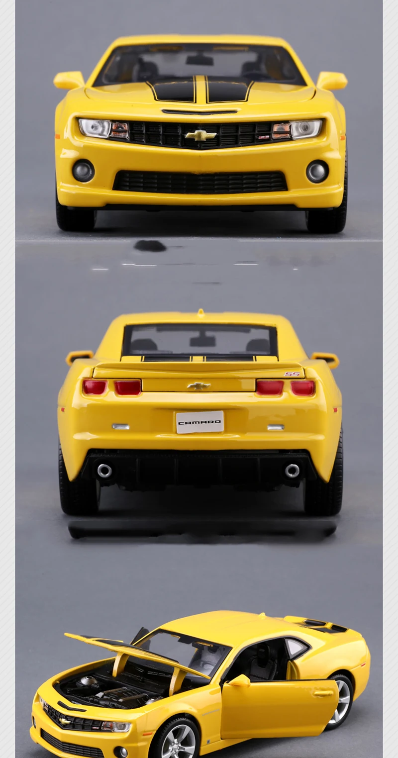 1/24 Chevrolet Camaro SS RS 2010 Bumble Bee желтый цвет Модель автомобиля игрушки для детей Brinquedos коллекции дисплеев