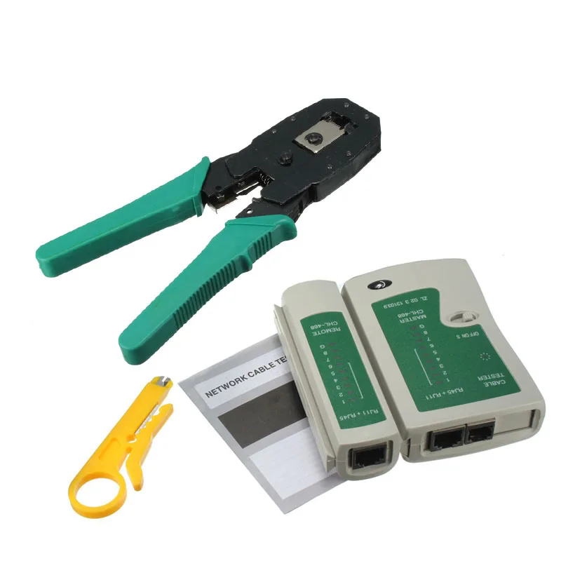 RJ45 RJ11 RJ12 CAT5 CAT5e Portable LAN Networks Tool Kit Utp Cable Tester AND Plier Crimp Crimper Plug Clamp PC welding tongs |
