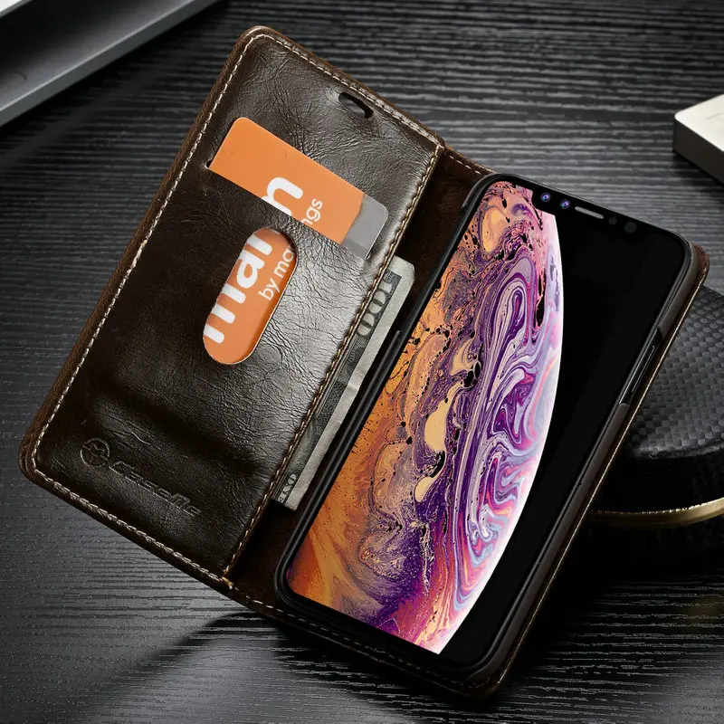 CaseMe кошелек чехол для iPhone Xs Max Ультратонкий Роскошный Магнитный Кредитная карта