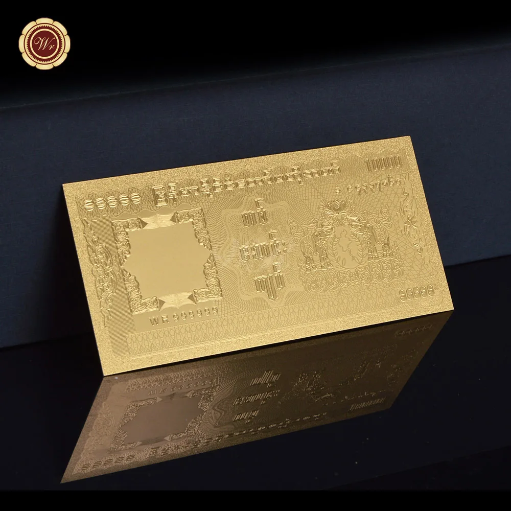 WR 2019 Новое поступление позолоченная банкнота myanma 10000 Kyat китайские сувенирные