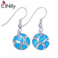 cinily created blue white fire opal silver plated wholesale for women jewelry engagement dangle earrings 1 14 oh4459 60