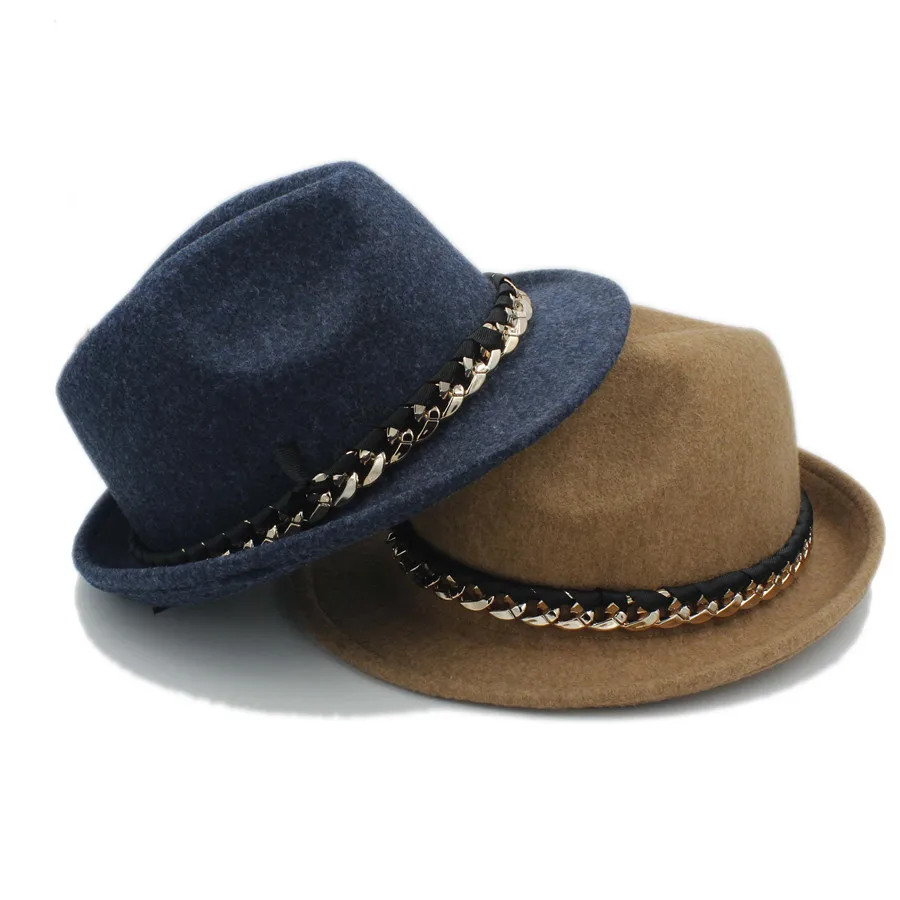 Ретро 100% шерсть женская мужская фетровая шляпа для элегантной леди Трилби