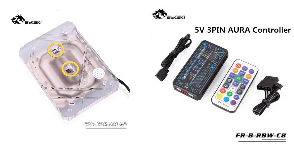 Bykski CPU водоблок RGB/D-RGB AURA SYNC Скраб крышка+ медное дно для AMD Ryzen AM4 AM3 CPU-XPR-AM-V2 - Цвет лезвия: RBW 4PIN Controller