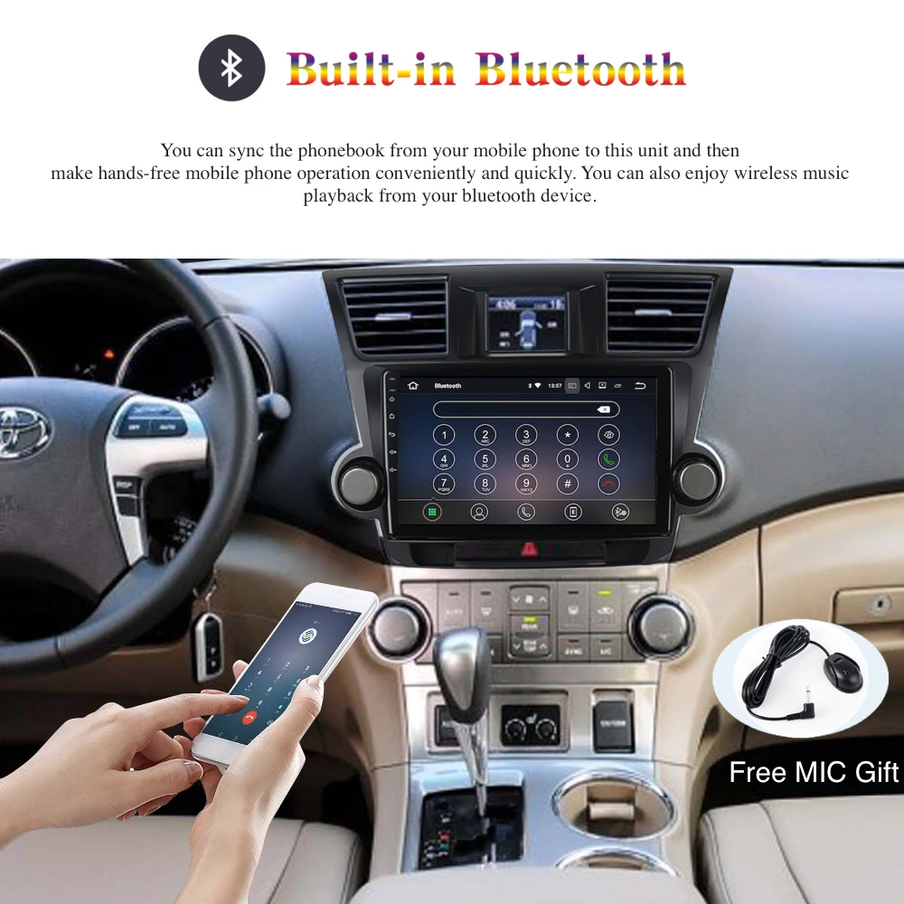Android 9,0 Автомагнитола 2 Din gps Navi для Toyota Highlander 2009 2010 2011 2012 PX6 DSP ips экран 4 Гб+ 64 Гб HDMI RDS wifi BT SWC