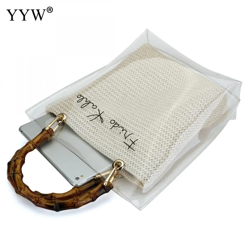 Сумка-тоут женская из ПВХ прозрачная соломенная 2 шт. | Багаж и сумки