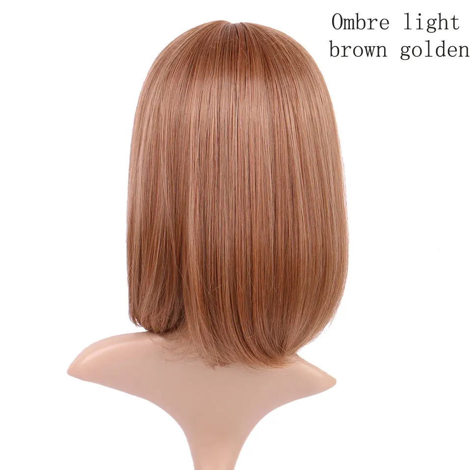 light brown golden S-noilite длинные парики с челкой для женщин прямые вьющиеся Glueless парик синтетические парики Боб Прическа - Цвет: light brown golden