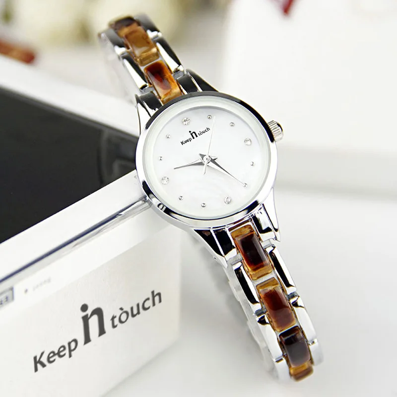 Модные женские часы KEEP IN TOUCH кварцевые с орхидеей и клевером миниатюрный стол