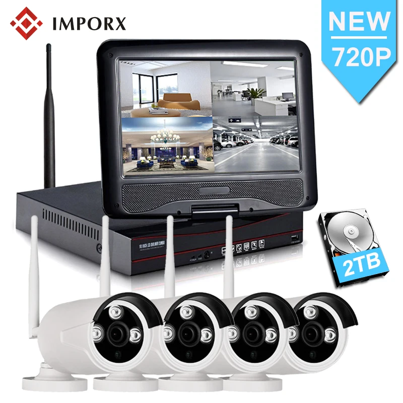 4CH 720P Беспроводной NVR комплект Wifi CCTV система 10 &quotЖК монитор экран 1.0MP наружная