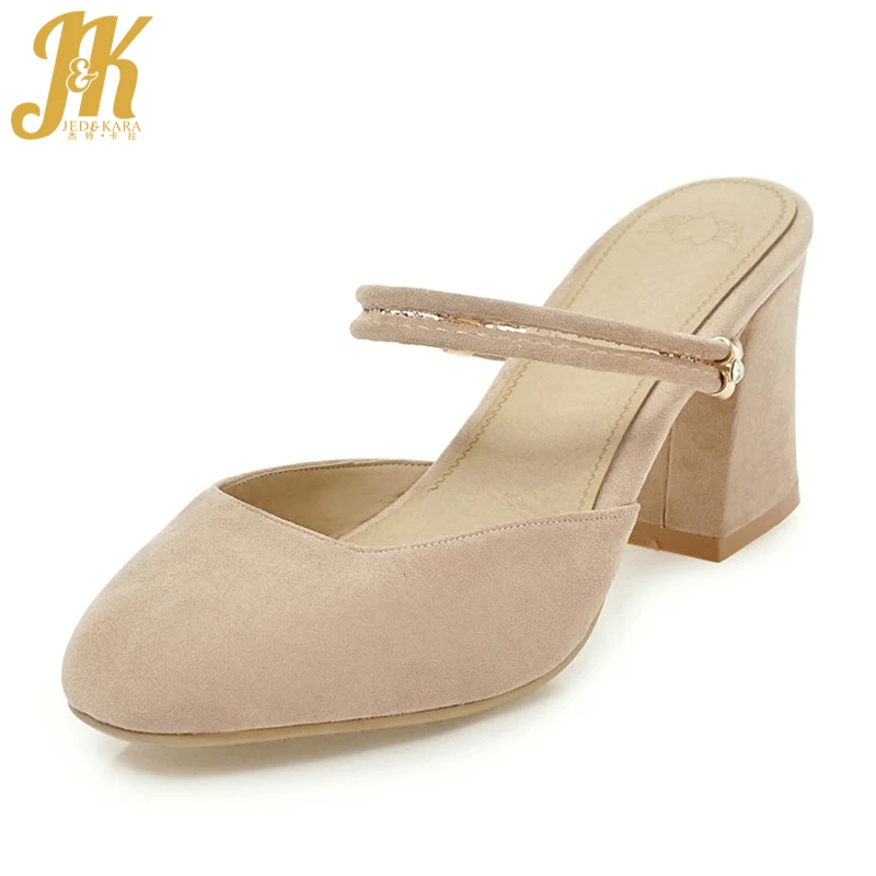 Шлепанцы JK женские на высоком каблуке квадратный носок хрустальные сланцы без