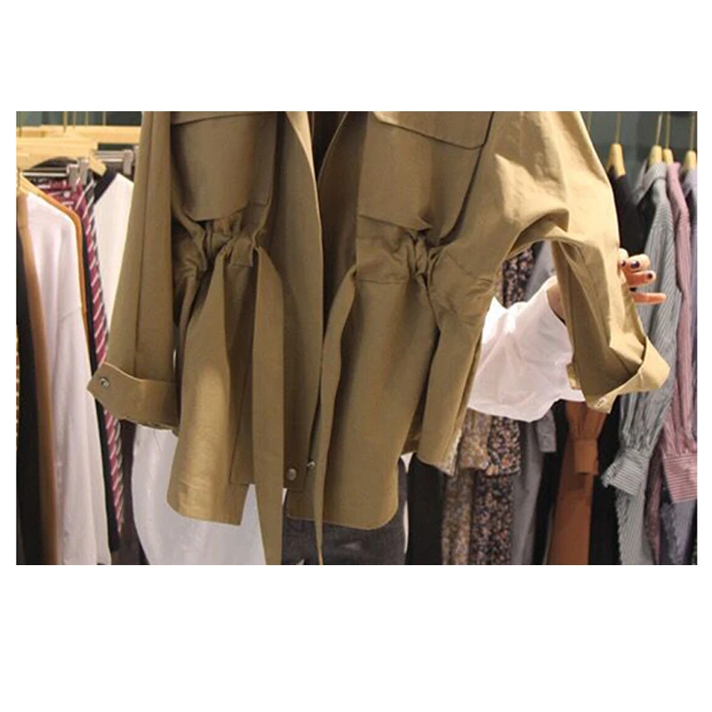 Ветровка женская весна осень 2018 новый стиль Утягивающее длинное пальто зеленый