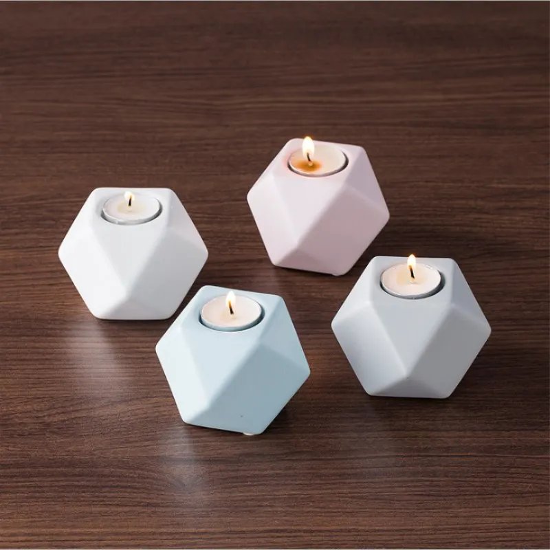 Nordic Ceramic Candle Holder Creative Retro Ins Decoration Home Explosion Geometry Small Candlestick | Дом и сад
