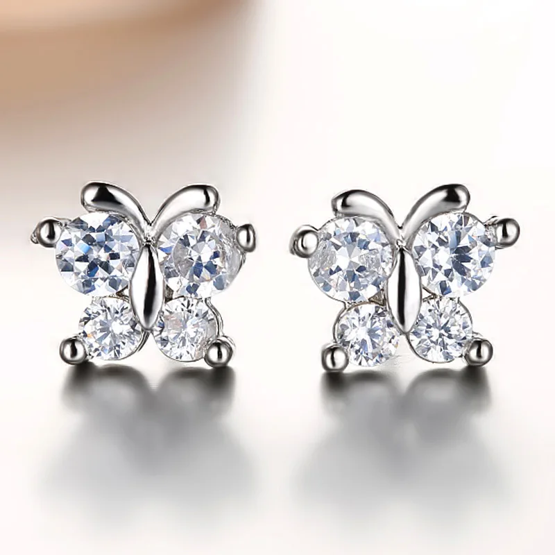 Женские серьги гвоздики из серебра 2017 пробы с фианитами|silver stud earrings|sterling silver