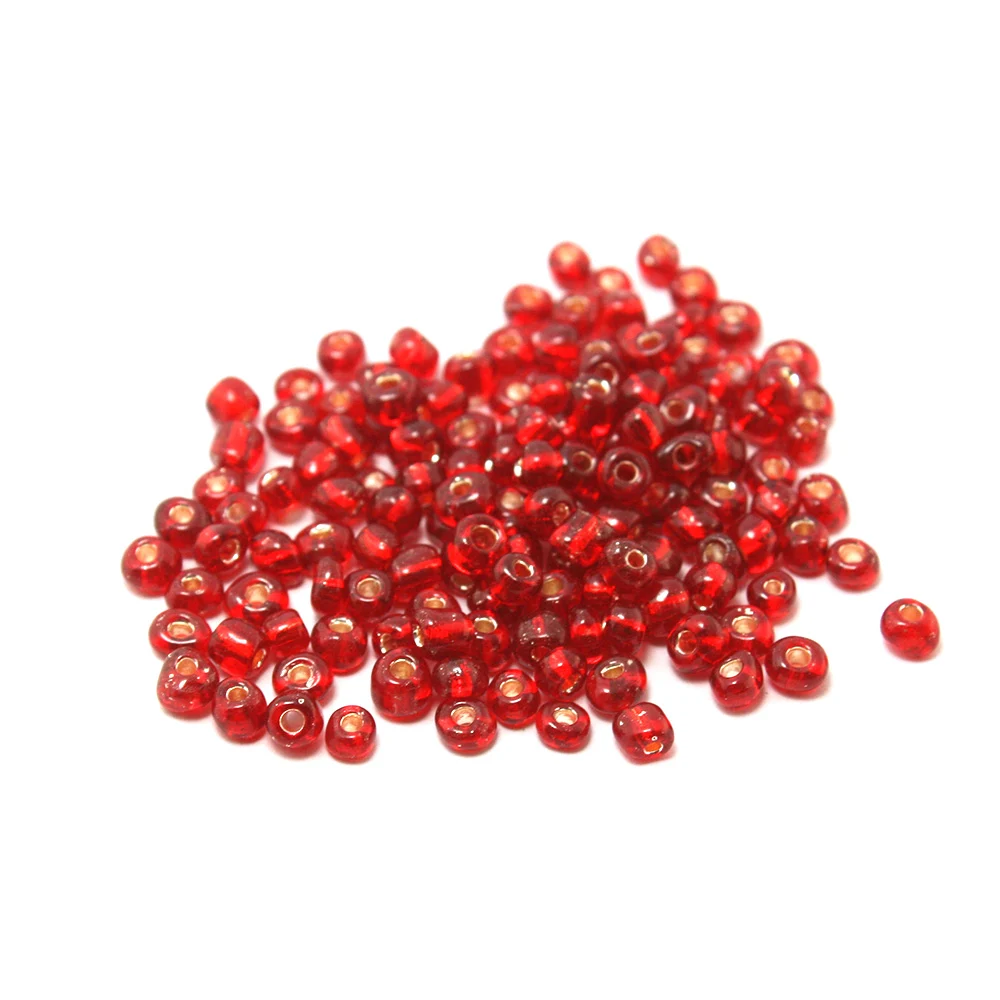 Цена по прейскуранту завода 5000 шт красный DIY стеклянный бисер с серебряной