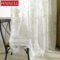 embroidered white tulle curtains for living room european voile sheer curtains for window bedroom lace curtains fabric