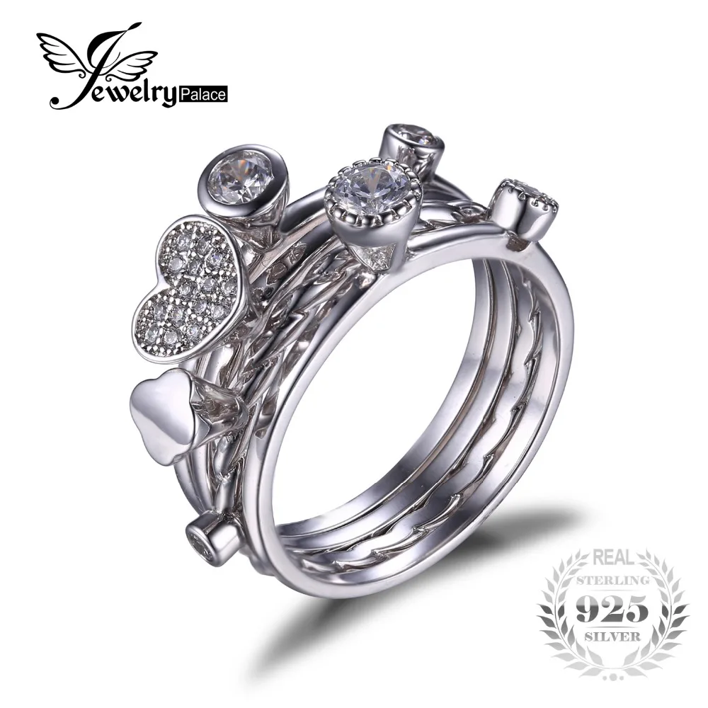 Jewelrypalace сердце любовь годовщина обручальное кольцо 4 устанавливает настоящее