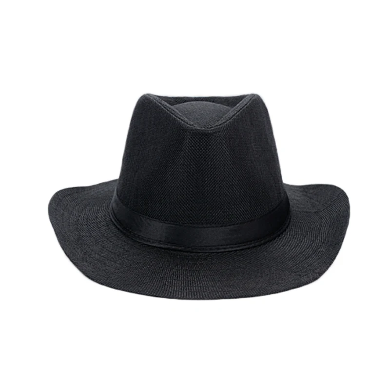 Мужская льняная шляпа с широкими полями Пляжная Шляпа трилби Панама джазовая