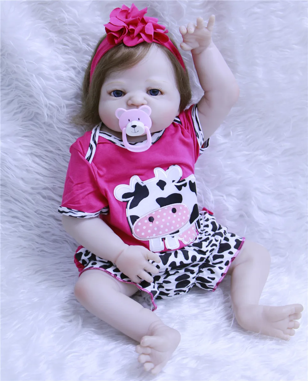 

55cm Soft Silicone Reborn Baby Doll Girl Toys 22inch Lifelike Babies Boneca Full VInyl Fashion Dolls Bebe Reborn Menina 2017