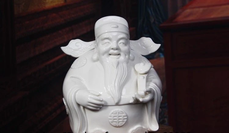 China Pottery Dehua White Porcelain Fu Lu Shou Longevity God Buddha Ruyi Statue | Дом и сад