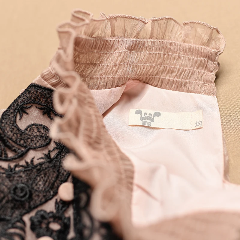 Женская винтажная рубашка LYNETTE'S зимняя Свободная шифоновая с вышивкой|chiffon shirt