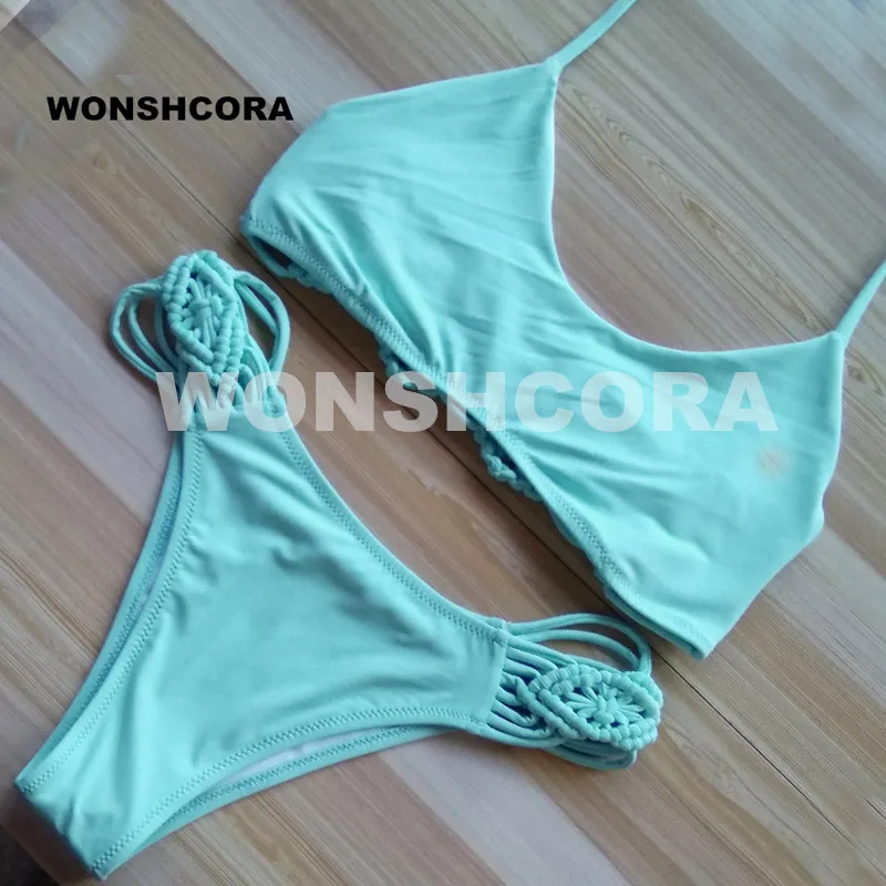 WONSHCORA 2017 новинка ручная работа сексуальный женский комплект бикини низкая талия