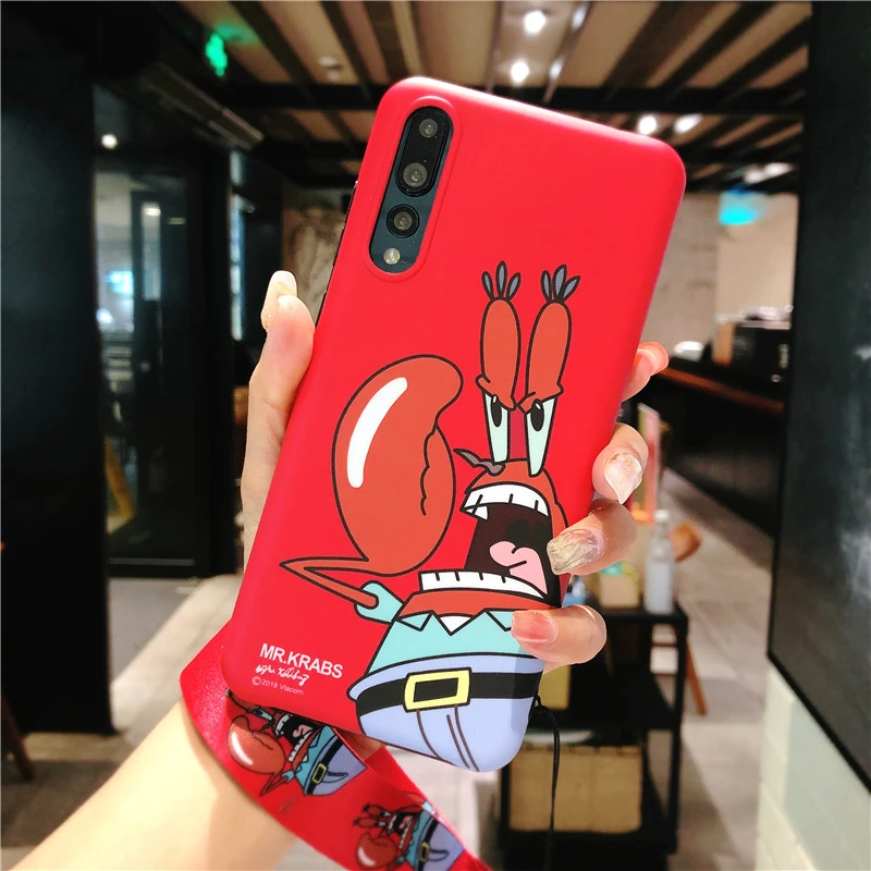 Чехол с мультипликационным принтом для huawei P20 милый мягкий задний губкой Бобом Mr.