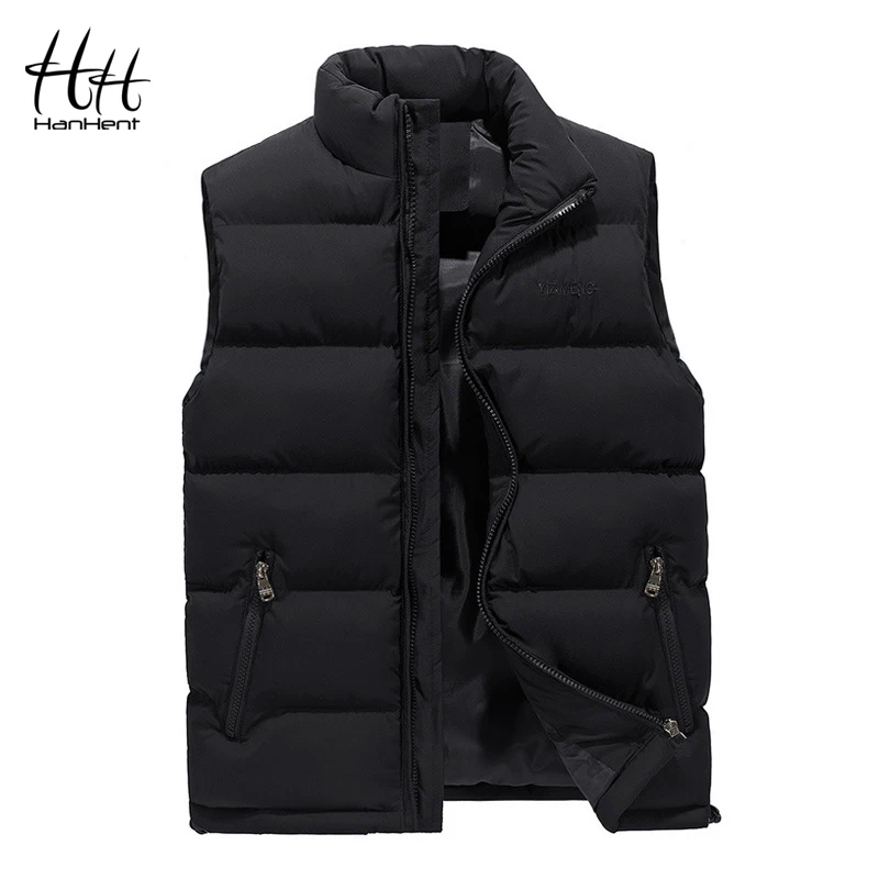 HanHent Мода Стенд жилет с воротником для мужчин Тонкий толстые теплые зимние Bodywarmer