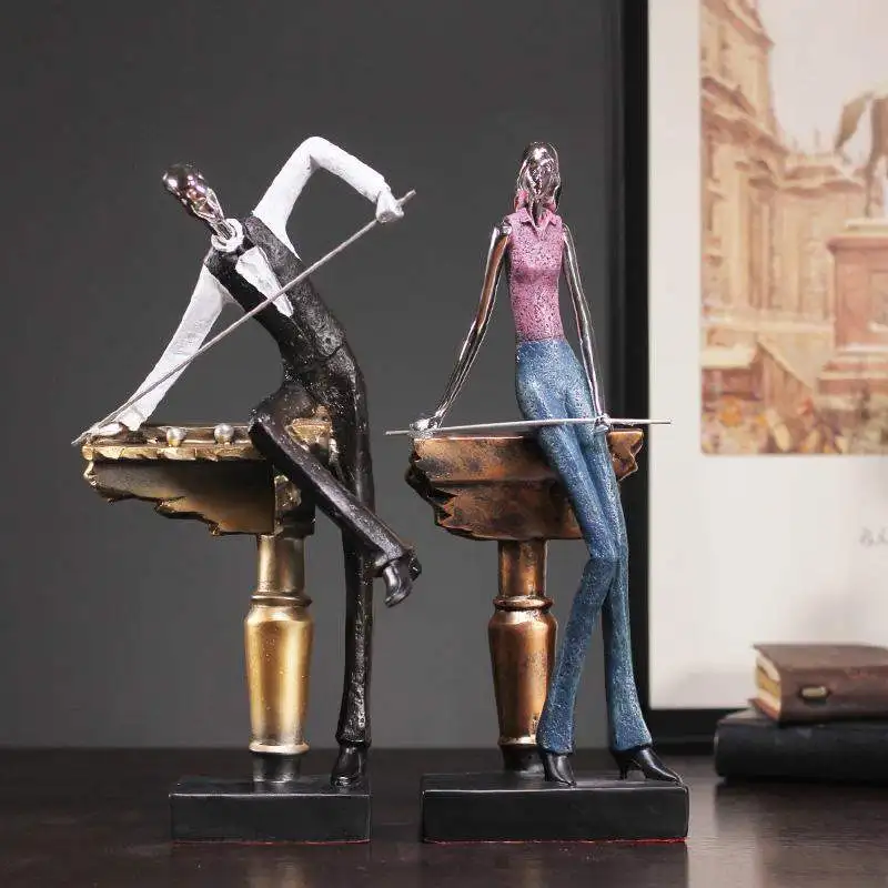 

Billiards Sports Figure Bust Figurine Art Sculpture Statue Resin Art&Craft Home Decoration R470