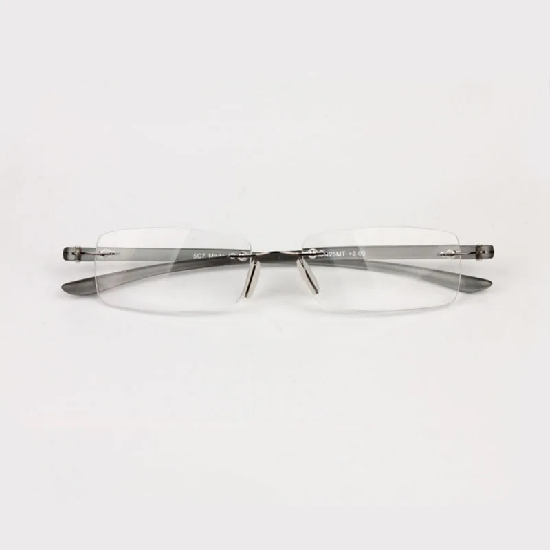 Мужские и женские бескаркасные очки для чтения сплава дальнозоркости рамки