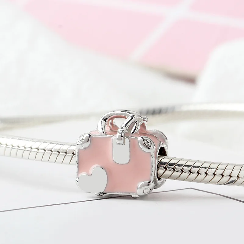 5 шт. оптовая продажа посеребренные розовые эмалевые разделительные бусины в