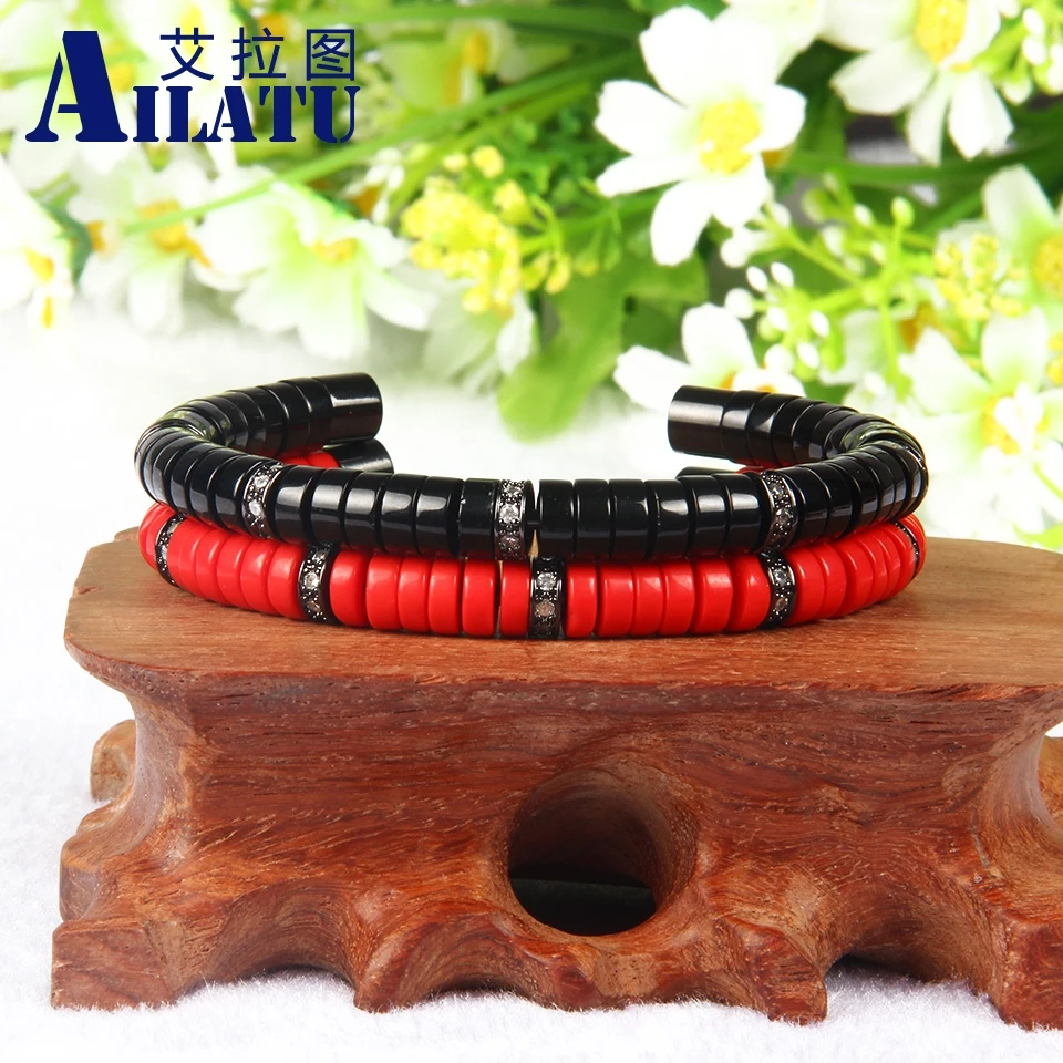 Ailatu Высококачественный Браслет с открытым запонком титановый браслет из